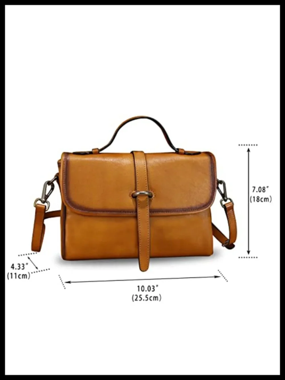 Genuine Leather Handmade Vintage Satchel Purse Crossbody Shoulder Bag with Strap